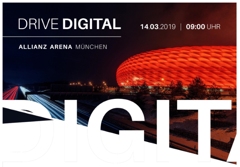 Ausschnitt aus dem Drive Digital Flyer für die Veranstaltung in der Allianz Arena München